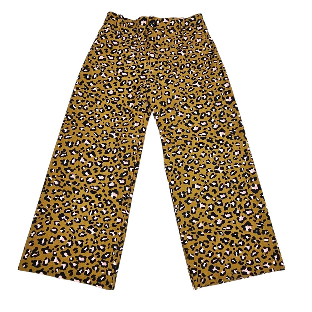 Maeve Anthropologie The Colette Pant Sz 26 PETITE Leopard Print Wide Leg Cropped